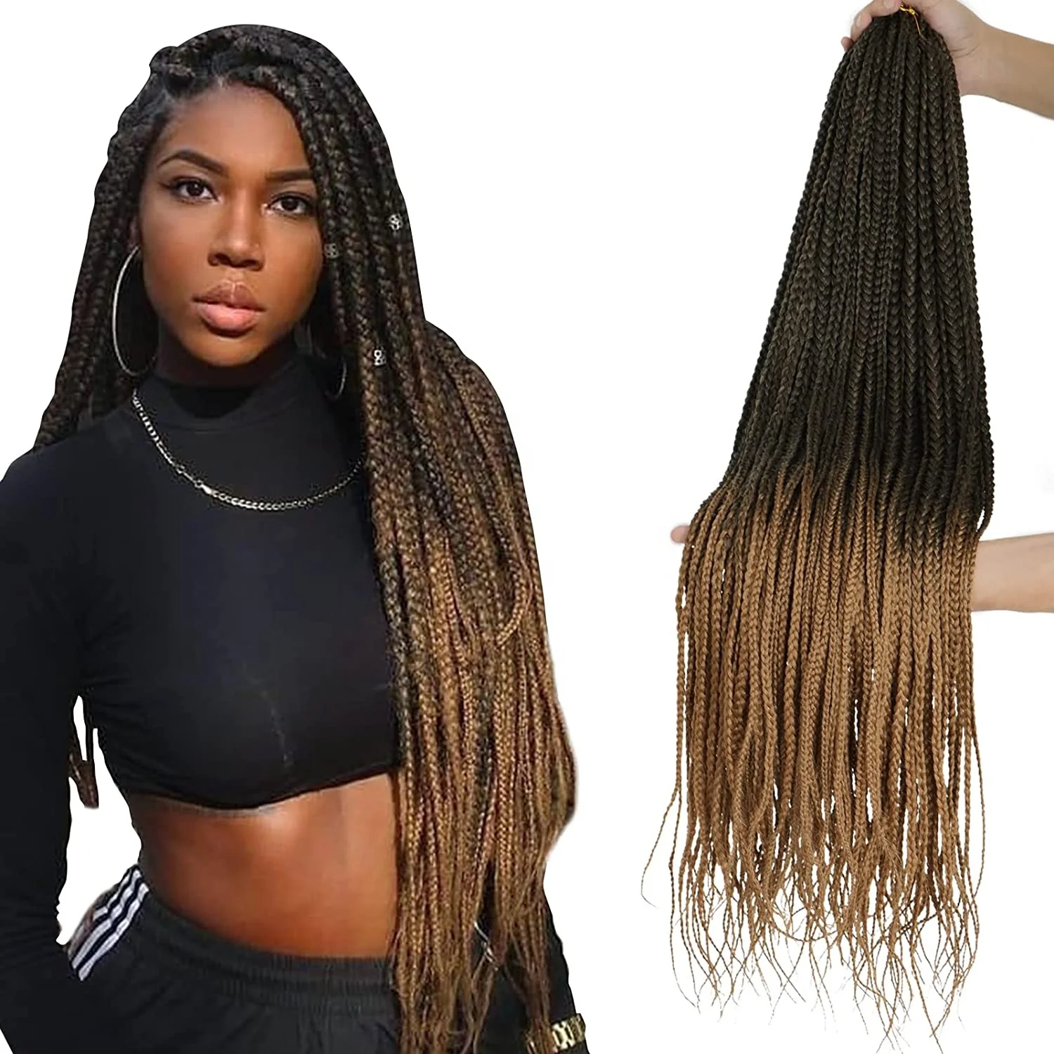 Synthetic chemical fiber crochet braids three-strand braids colorful multicolor box braids