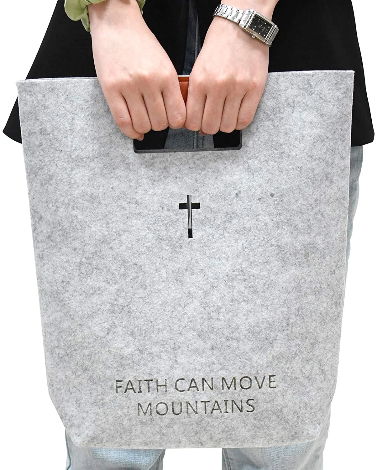 New Designs felt bags shopping baskets  with pu handle