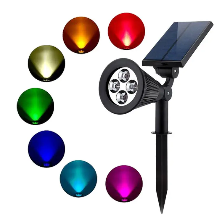 Водонепроницаемый Регулируемый наружный Солнечный светодиодный прожектор RGB садовый