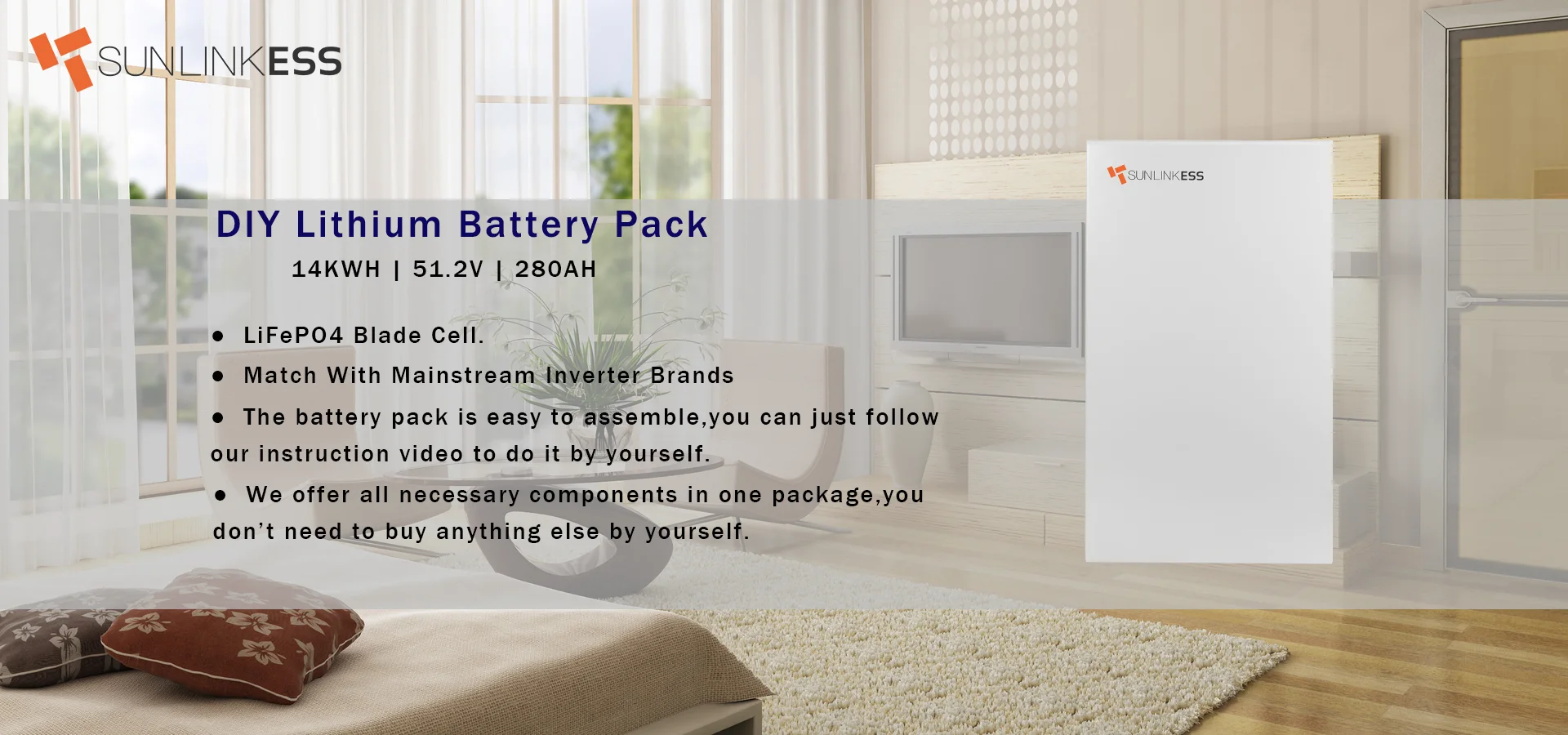 Sunlink ESS 48 В 51 2 Lifepo4 батарея Diy Солнечная для дома