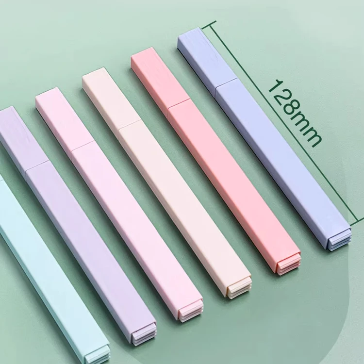 OEM custom low moq highlighter rectangular marker cheap macaron pastel colors highlighter pen set