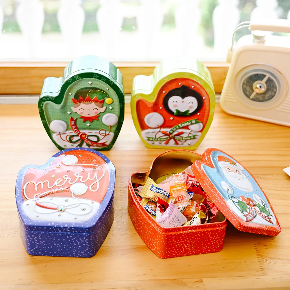 Christmas Tin Box For Supplies Food Container Santa Snowman Birthday Gift Creative Biscuit Mini Cookie Storage Box