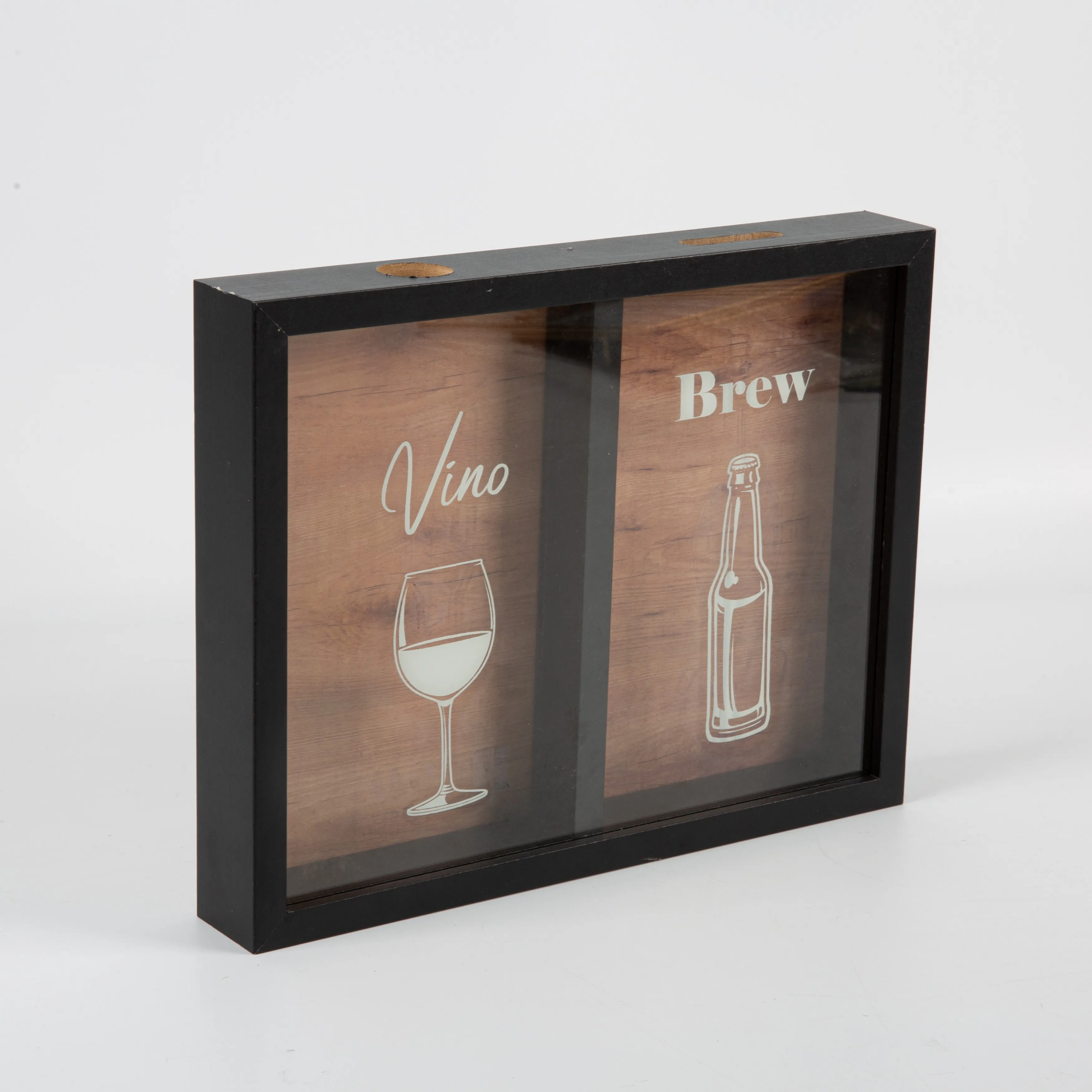 Factory Price Promotional Wall Mounted Wooden Shadow Box Frames For Collect Wine Cork And Bottle Lid