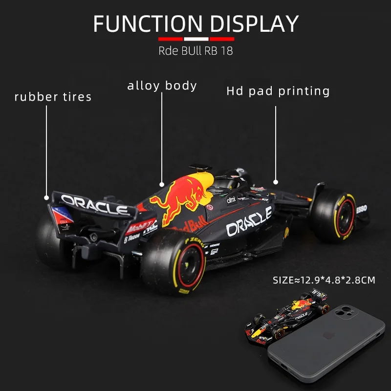 Бураго 1:43 красный бык гоночный тег Heuer RB18 #1 Verstappen #11 Perez литая из сплава Модель автомобиля игрушка коллекционный Чемпион 2022 F1