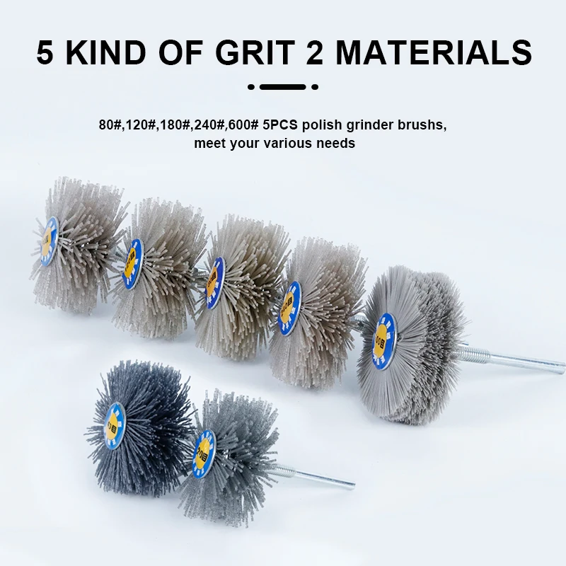 Nylon Wheel Brush Abrasive Grinding Head with 1/4 inch Threaded Shank Perfect for Removing of Rust/Corrosion/Paint