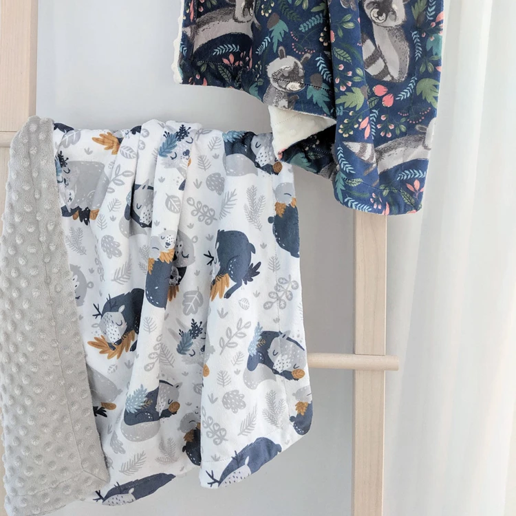 customized woodland animal design cuddle minky blanket for kid