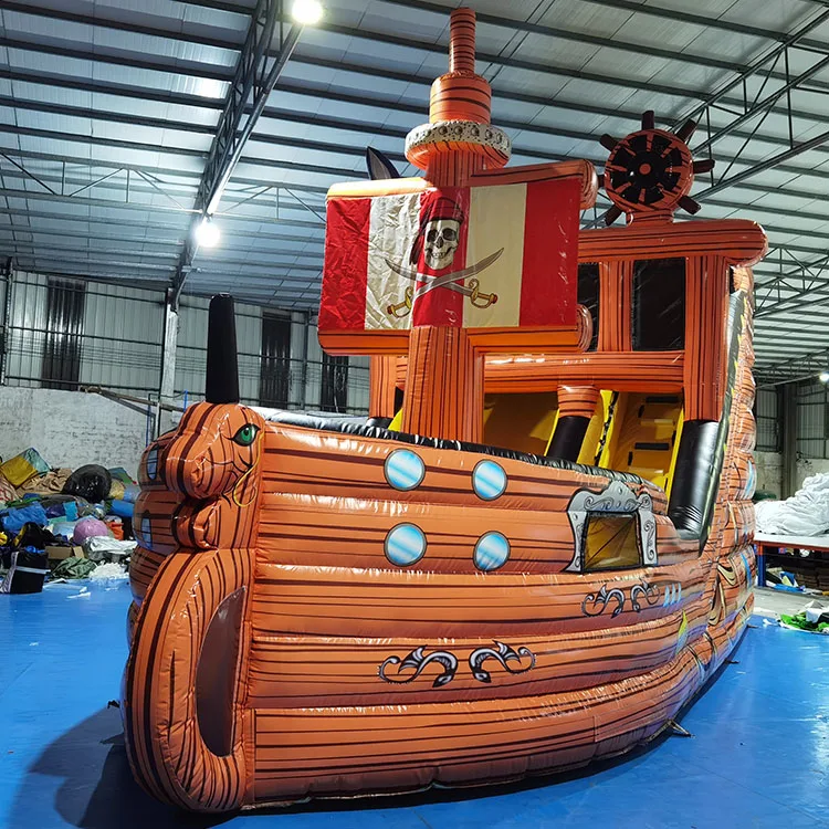 Popular giant trampoline and pirate ship bouncer inflatable titanic slide for sale