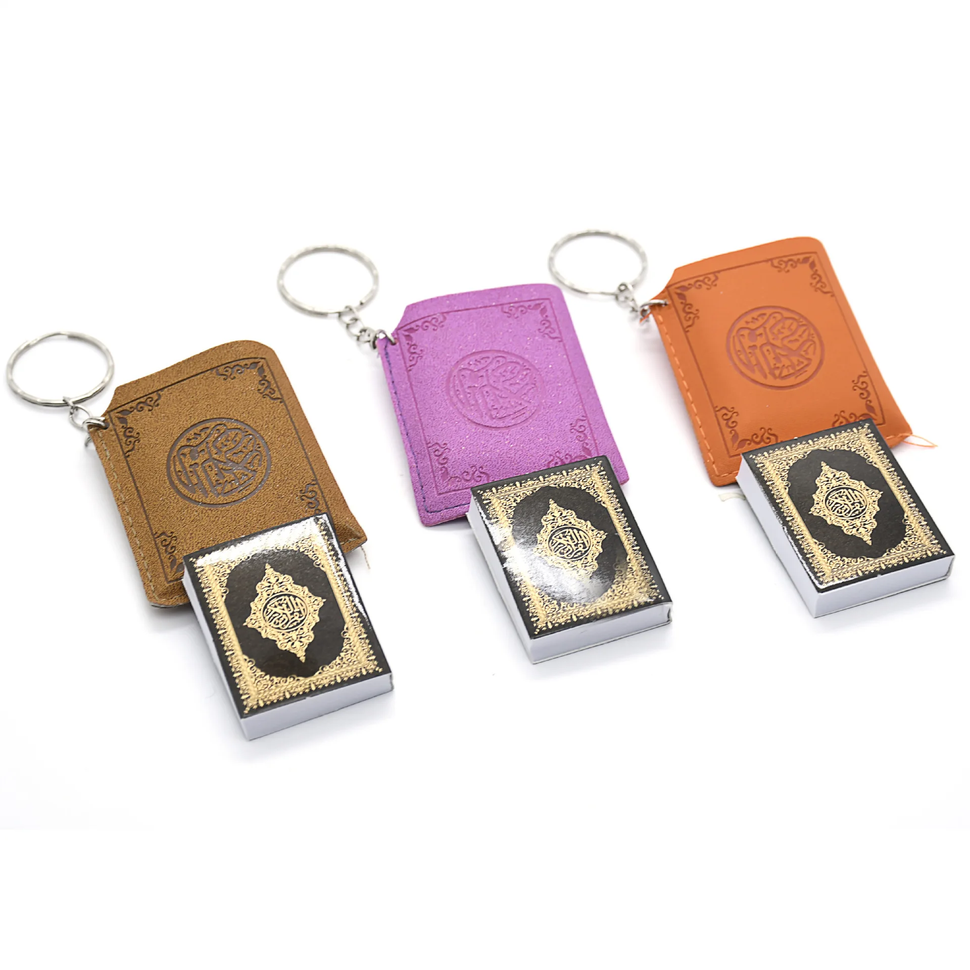 Koran Quran Arabic Hot Skin Small Pendant Handmade Religious Mini Book Keychain Multi Purpose Keychain