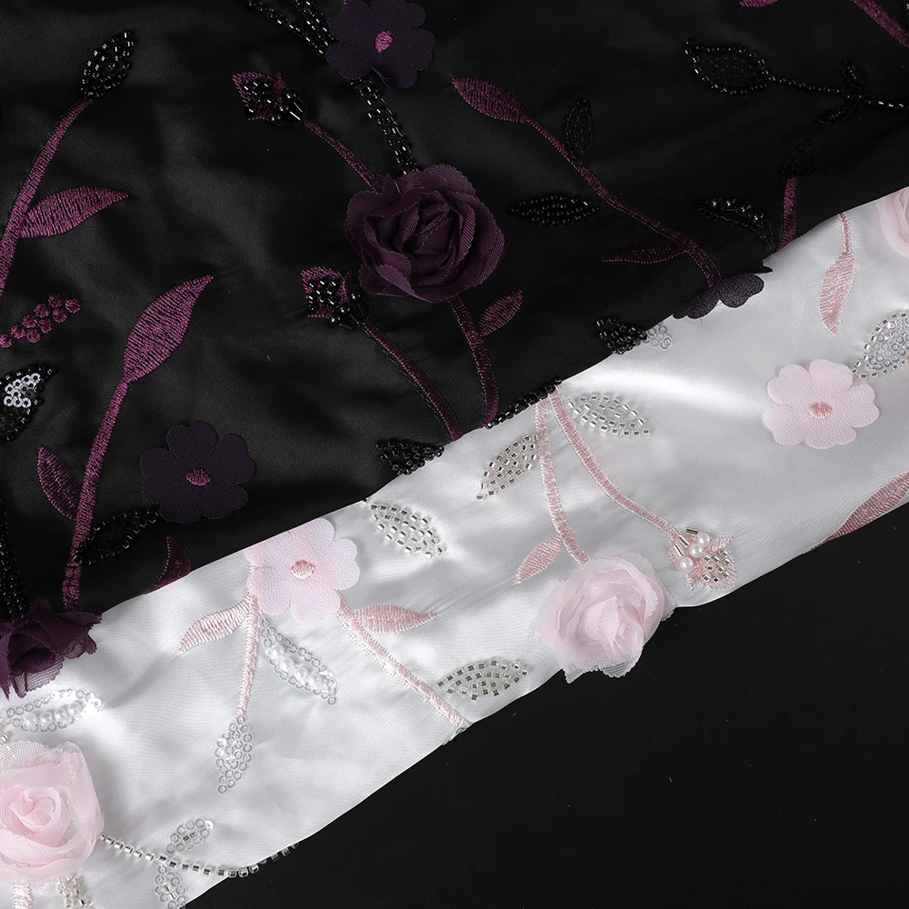 2024 New Popularity Hot Sale Products  Lace Embroidery Fabric Beaded Heavy White Bridal Beaded Fabric