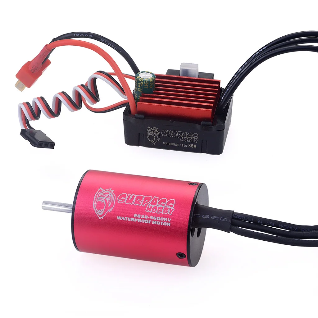 35 Ампер бесщеточный водонепроницаемый ESC с 2838 3600kv bldc мотор комбо для 1 / 16 1/12 шкалы rc автомобильные гусеницы