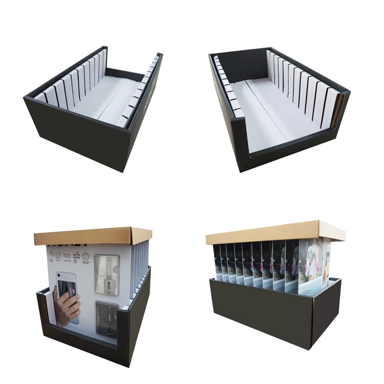 POS table tray cardboard display rack bottles countertop corrugated retail display box packaging