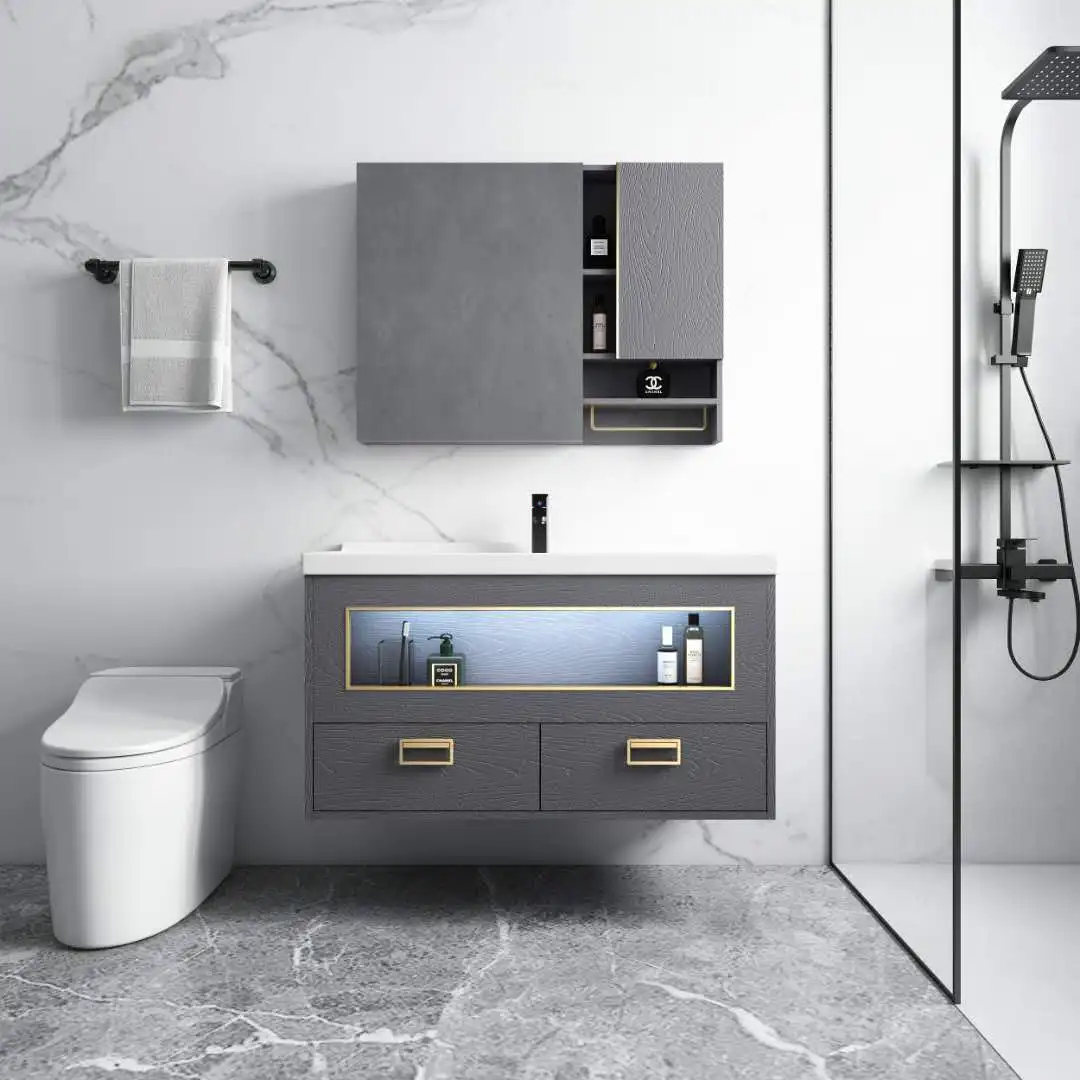 Wall cabinet Bathroom hand wash basin cabinet vanity with mirror wall mount two doors cheap vanity in wholesales