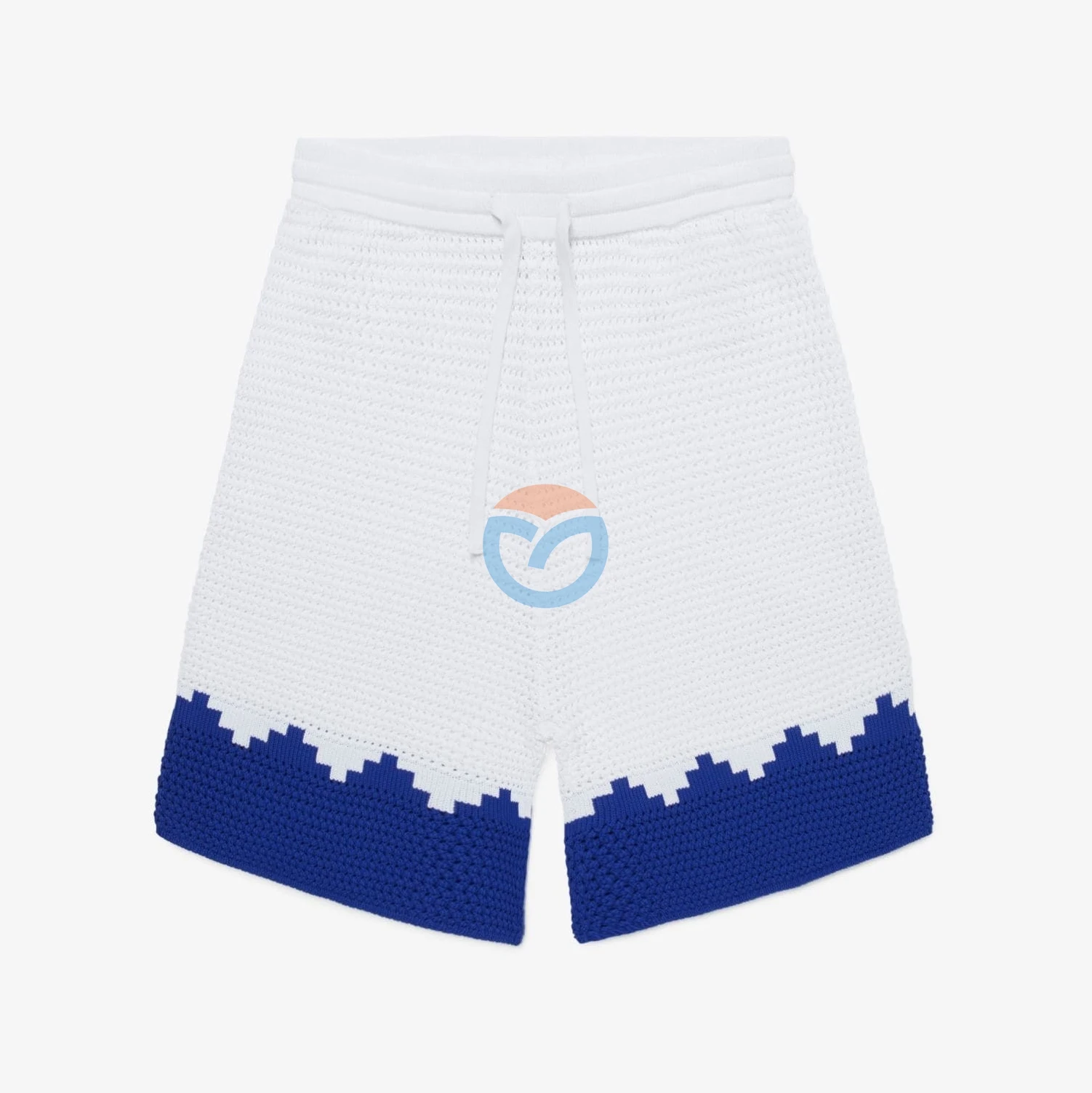 Custom OEM Intarsia knit jacquard Embroidery logo crochet knitted thick cotton oversized knitwear sweater sets shorts for man