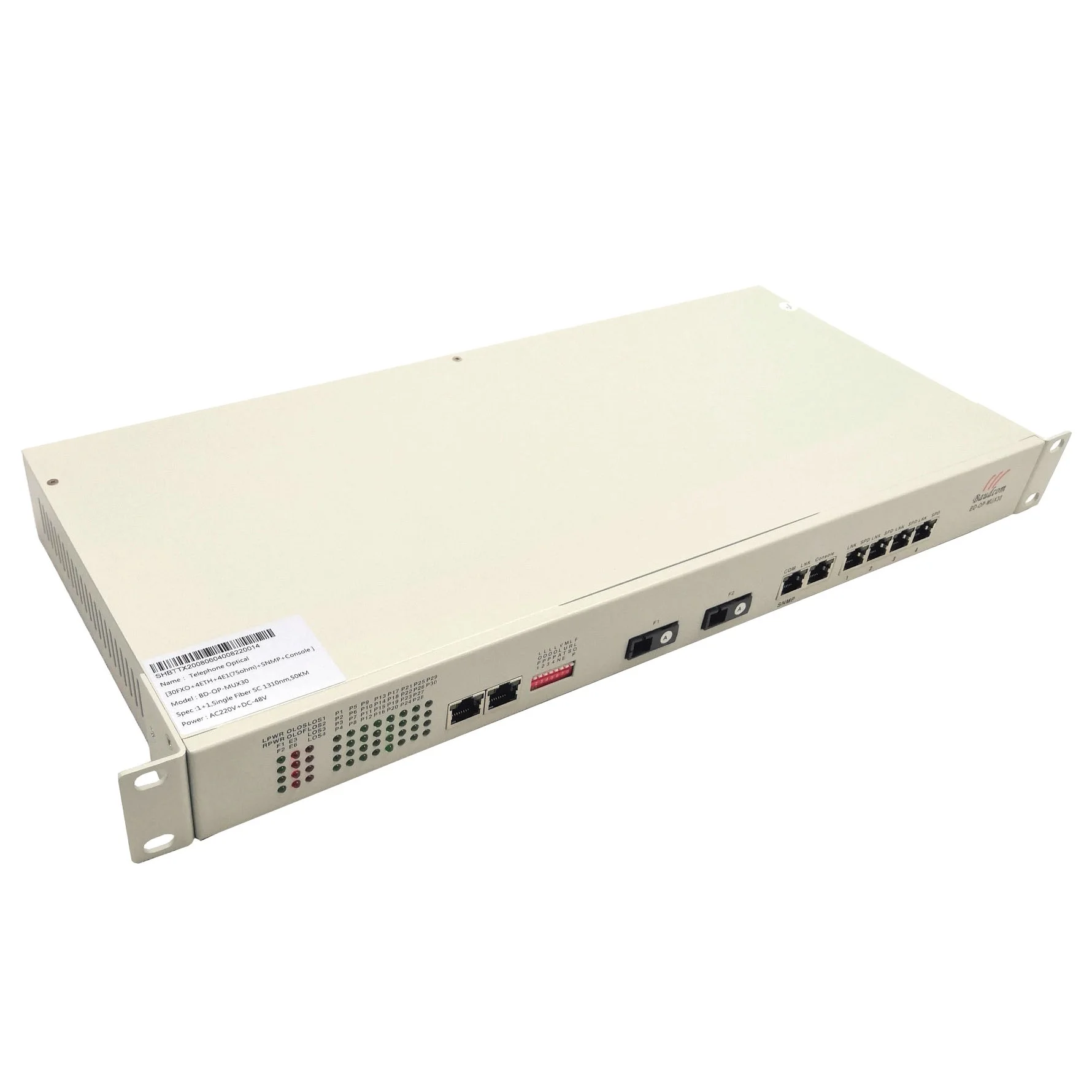 30 channel POTS(FXO/FXS) Voice over Fiber Multiplexer Voice over Fiber Converter with Ethernet and E1 Ports
