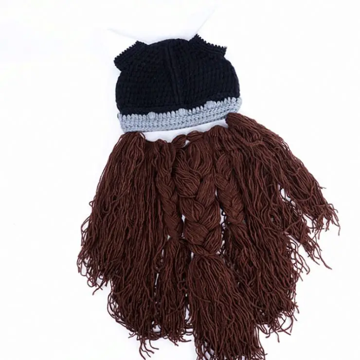 hot sale knitted funny hat with beard Winter Beanie Halloween Hat
