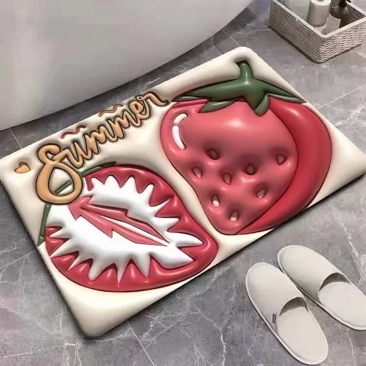 Water Resistant  Cartoon Custom Soft Diatomite Bath Rug Diatomaceous Earth Diatom Mud Absorbent Bathroom Mat Floor Carpet