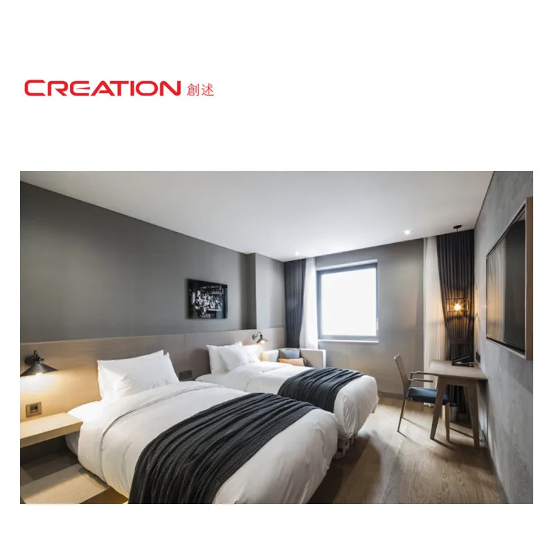 Korea LED Natural Oak Wood Veneer MDF Carcass Hotel Furniture Bedroom For Five Star Hotel Project