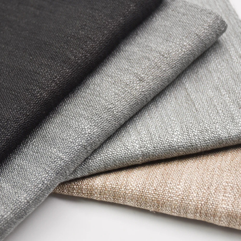 wholesale cheap 100% Polyester Coated Backing Linen type fabric Sofa Home Textile curtain Fabric for upholstery
