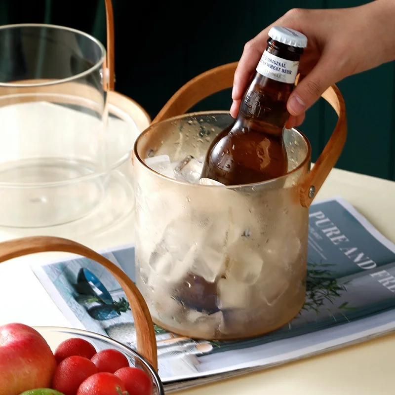 Antique Different Sizes Borosilicate Tableware Serving Bowl Big Fruit Cylinder Glass Bowl With Handle