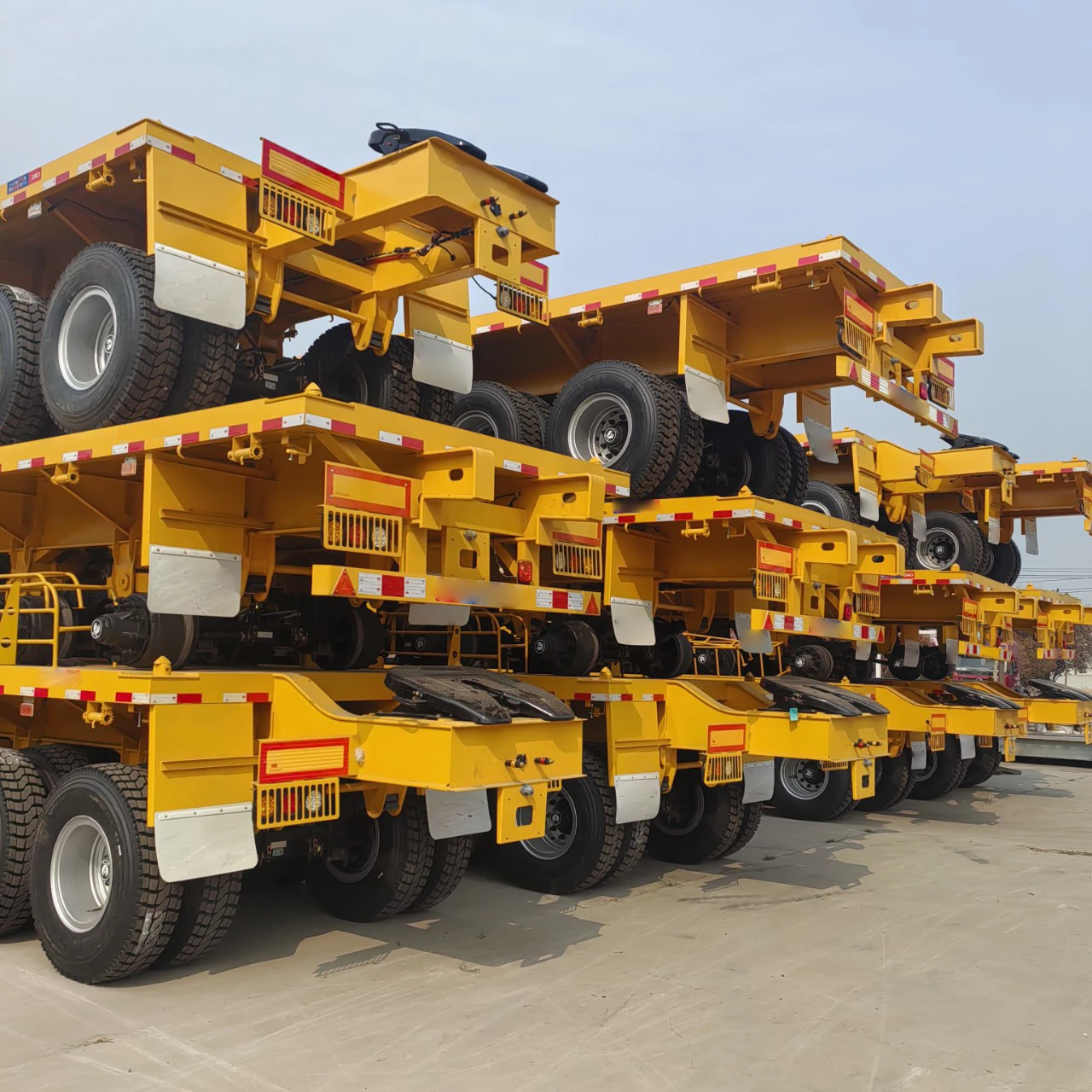 Mongolia Market Coal Loading Flatbed Semi Trailer Double Interlink 40ft Container Semi Trailer