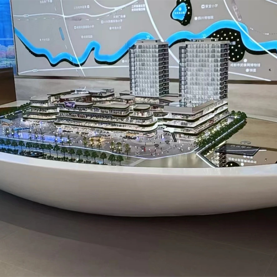 Urban planning layout display sand table for real estate development, architectural design, photo sand table