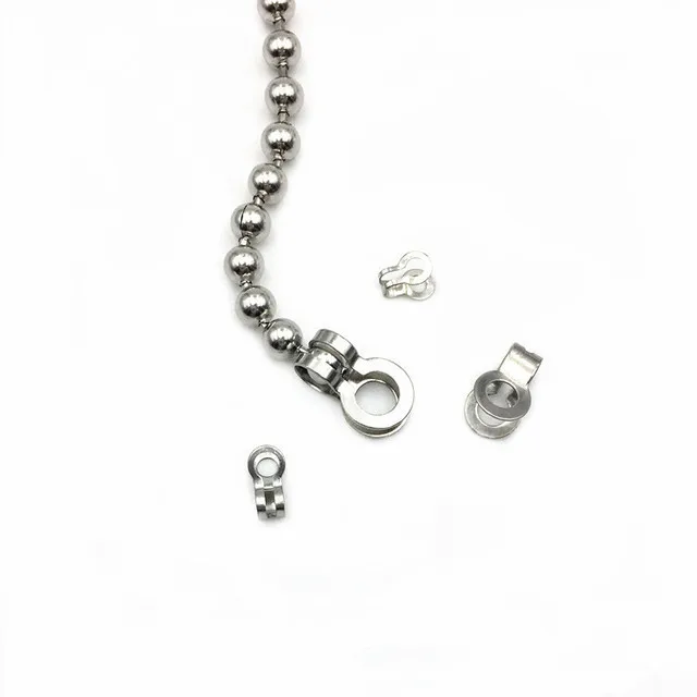 Stainless steel jewelry findings accessories China safety fold over bracelet clasp Ball Stopper chain Connectors Bead Tip Clasp