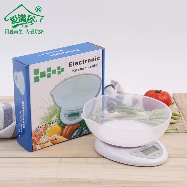 Plastic Mini Food Scale Digital Food Scale, White with Scale Tray Weight Measuring Oval