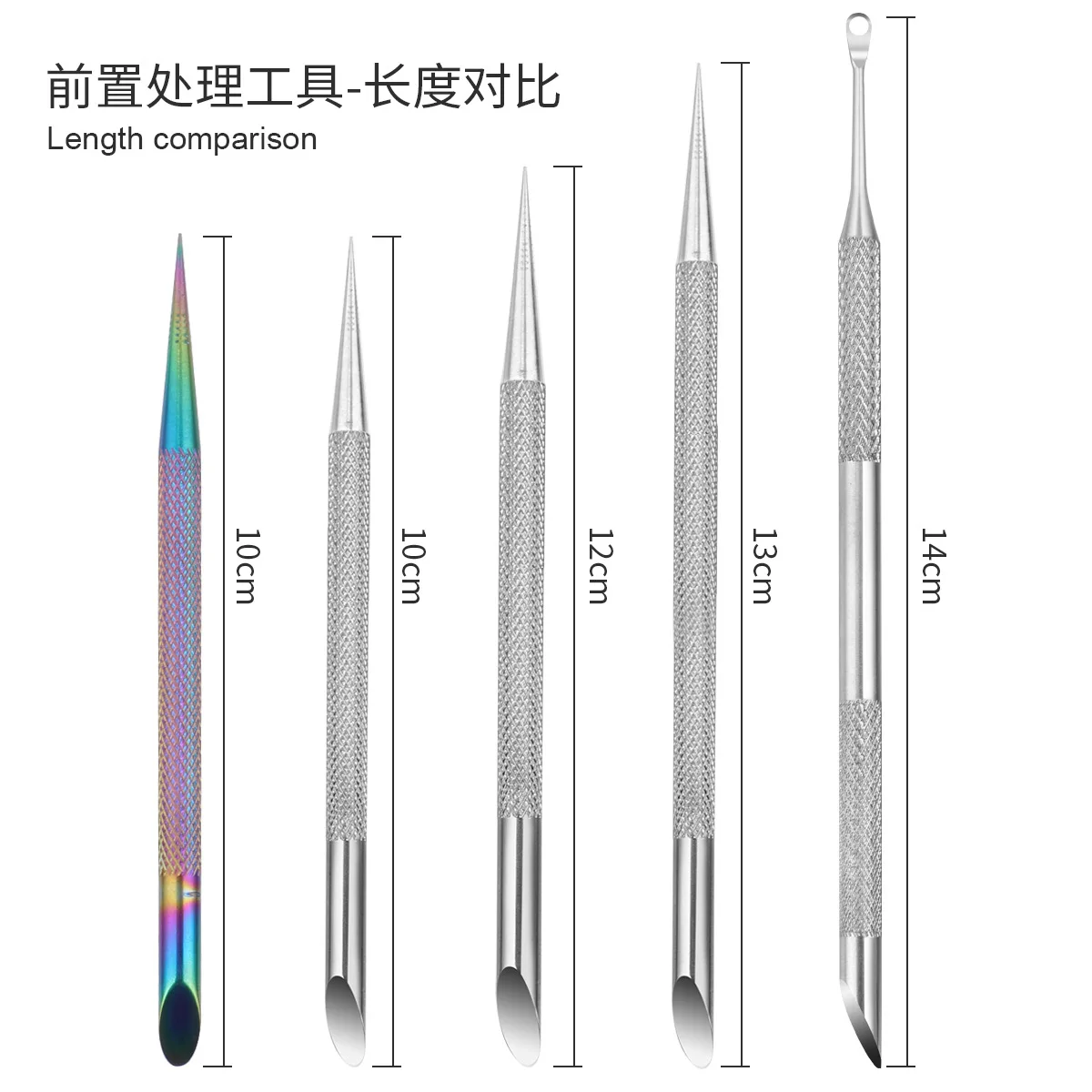 2024NEW Nail Oblique Steel Cuticle Pusher Double Headed Horseshoe Pusher Removing Dead Skin Nail Polish Remover Tools