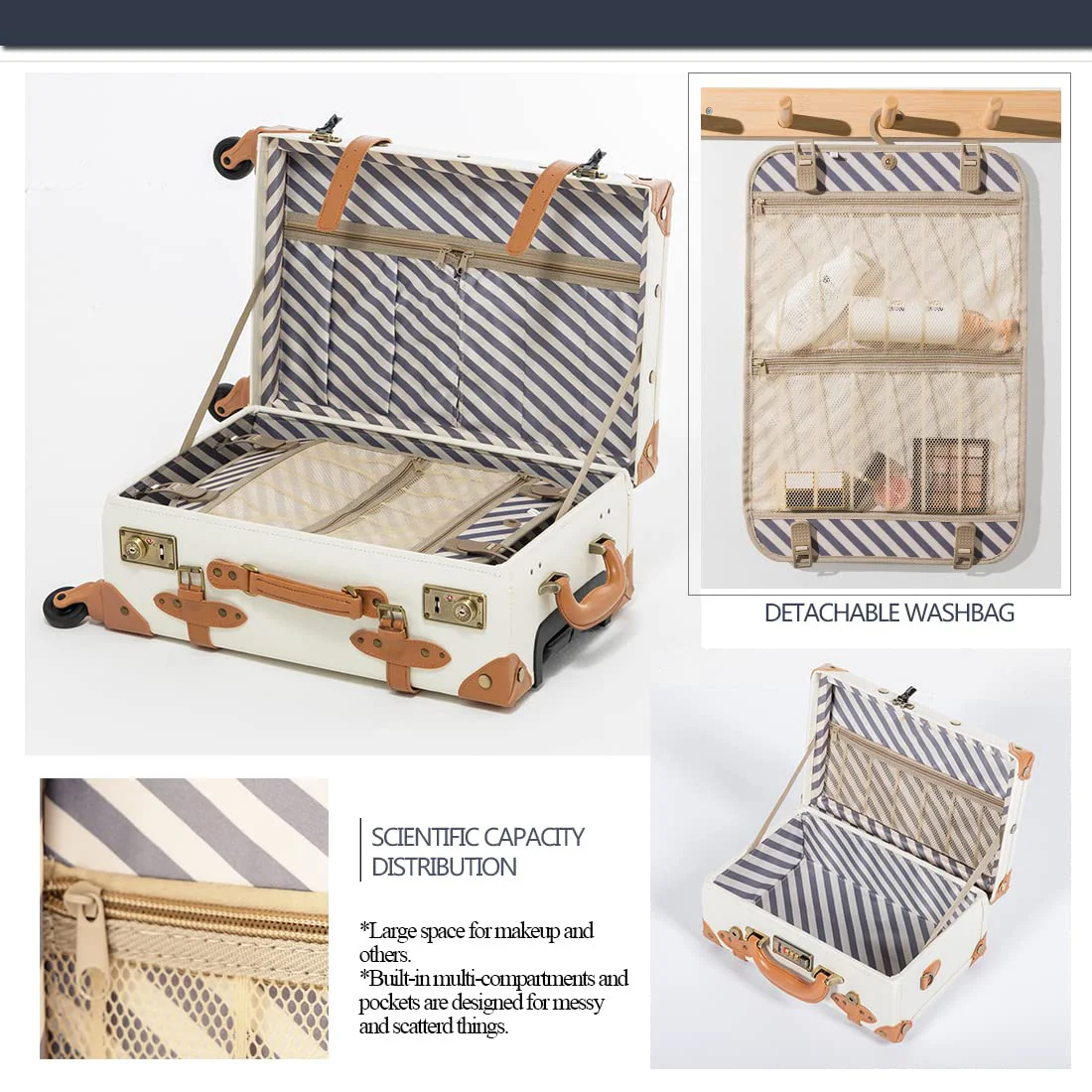 Travel Personalized Trolley Classic Vintage Elegant Travel Suitcase Set Airline Standard Luggage PU Leather for Men and Women