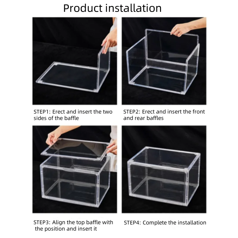 Hot Sale Sneaker Drop Front shoe rack Box Shoe Storage Boxes Clear Transparent Stackable Plastic Shoe Box Display Case