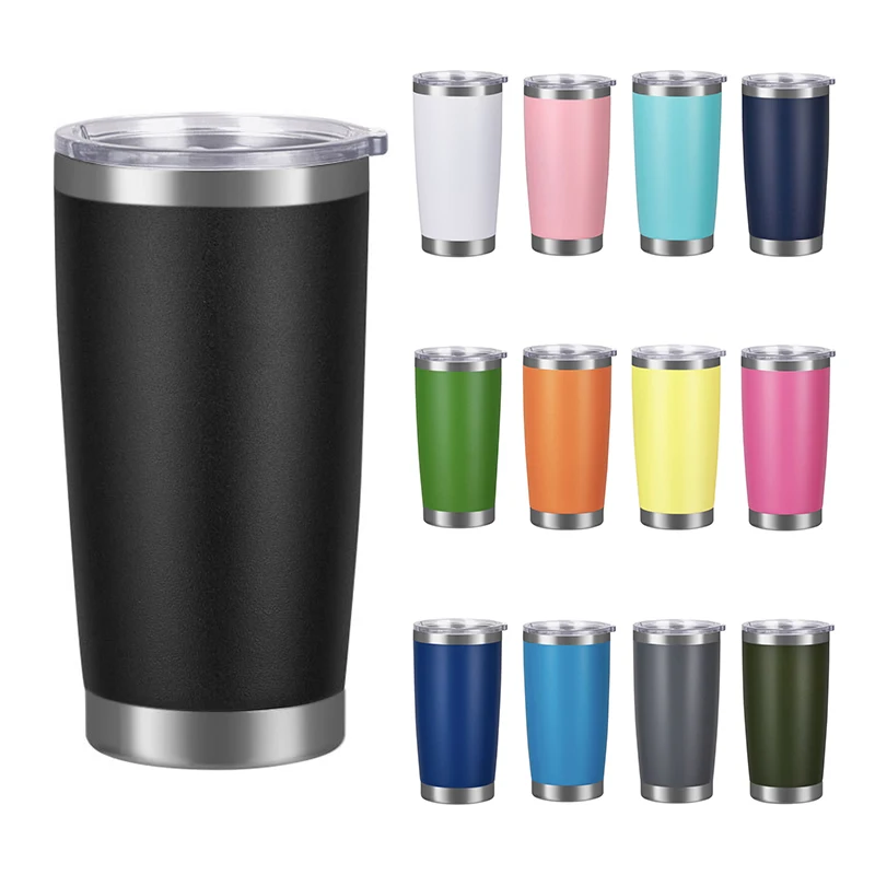 Hot Selling Powder Coated 20oz Double Walled Vacuum Tumblers Stainless Steel Insulated Coffee Mug Travel Car Cup 20 oz Stan Cups