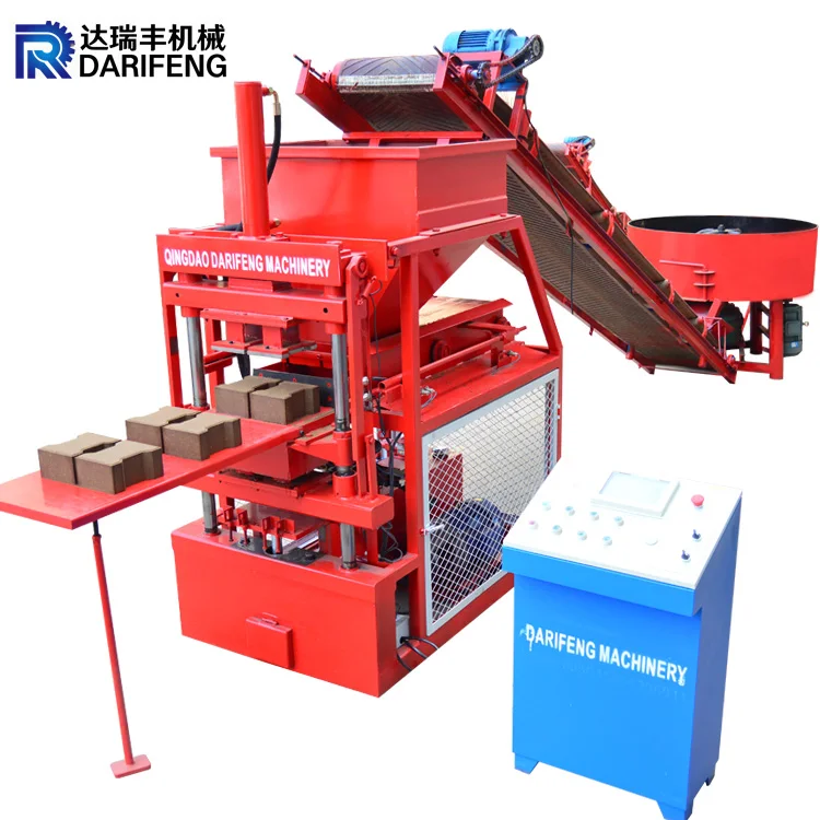 DF2-10 Darifeng fully automatic red soil clay interlocking compressed earth blocks machine hydraulic pressure