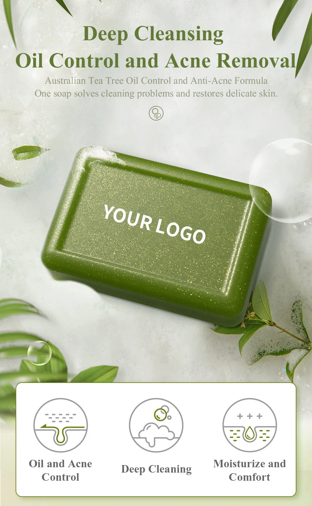 Хит продаж, натуральное органическое удаление кожи, прыщи, глубокое очищение, удаление акне чайного дерева, мыло ручной работы с эфирным маслом