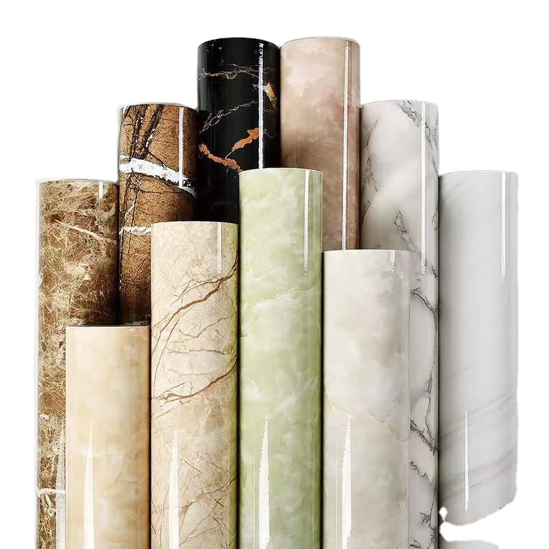 Marble wallpaper self-adhesive wall wardrobe cabinet furniture refreshing stovetop table waterproof kitchen oil oil sticker