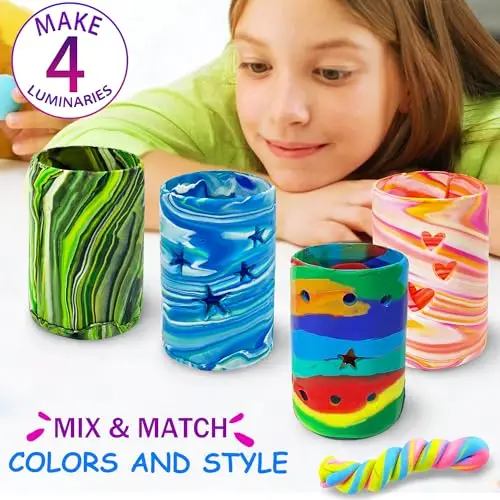 DIY Light-up Clay Lanterns Making Set Make Your Own Clay Luminaries Clay Arts&Crafts School Project Toy STEM for Kids