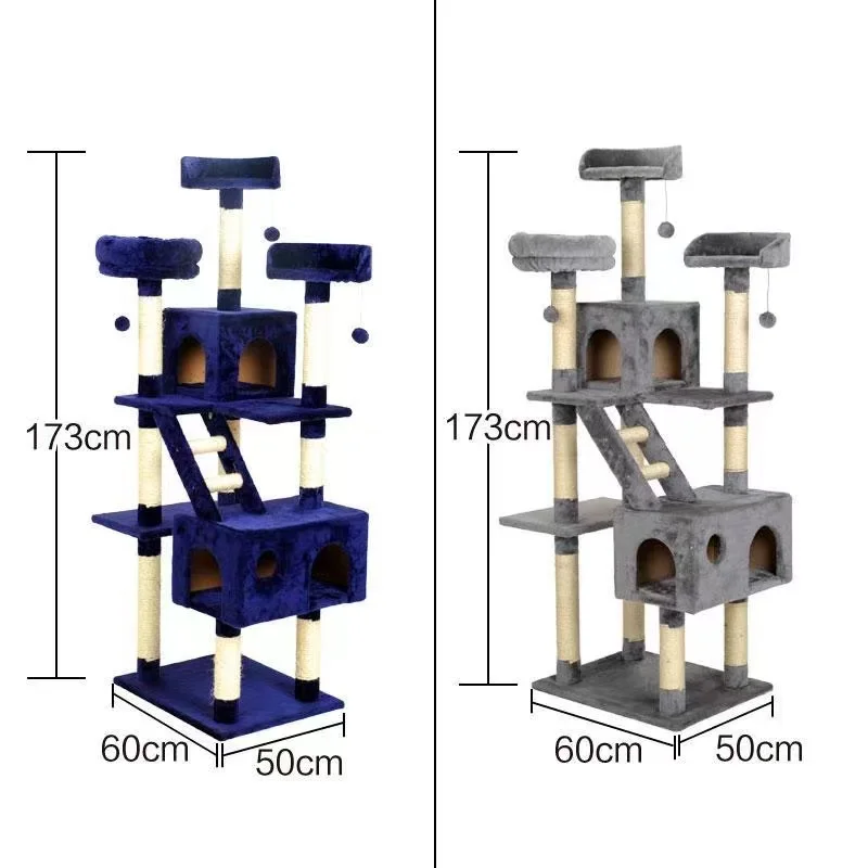Cat Tree with Sisal-Covered Scratching Posts and 2 Plush Rooms Cat Furniture for Kittens