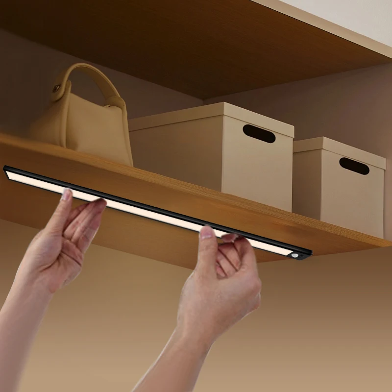 Aluminum Luminous Display Motion Sensor Kitchen Led Under Cabinet Light For Closet Wardrobe Home Bedroom