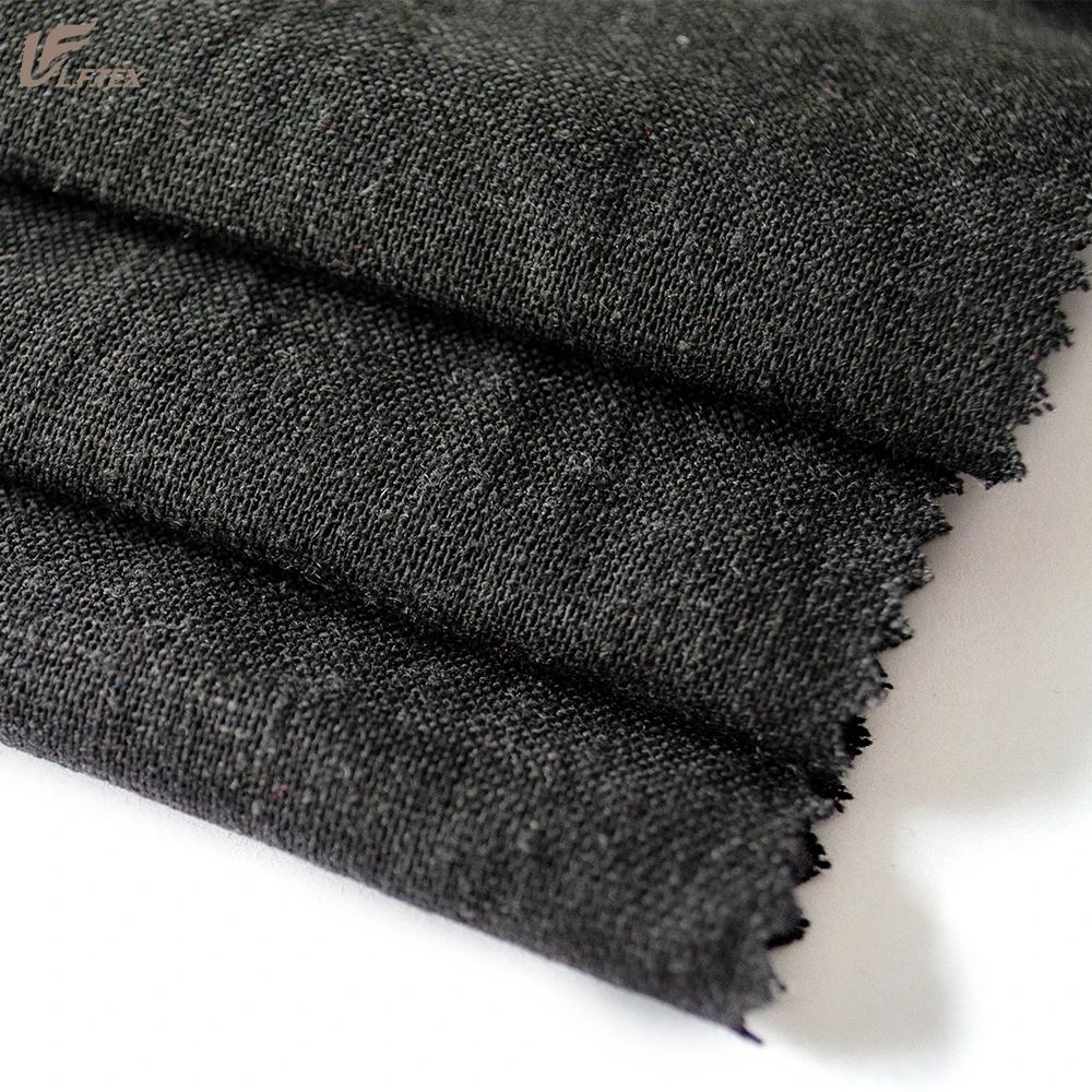 Ready to ship low moq organic 55%rayon 45%linen fabric for women dress