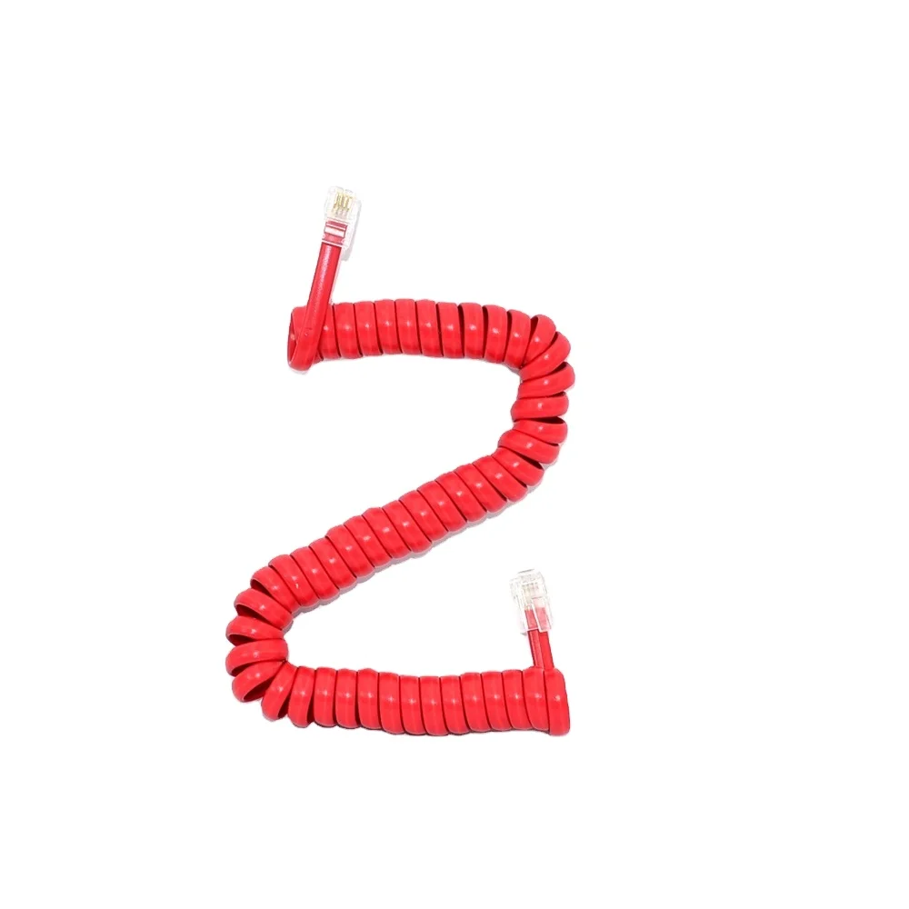  Hot selling 4 core pin RJ9 Spiral telephone