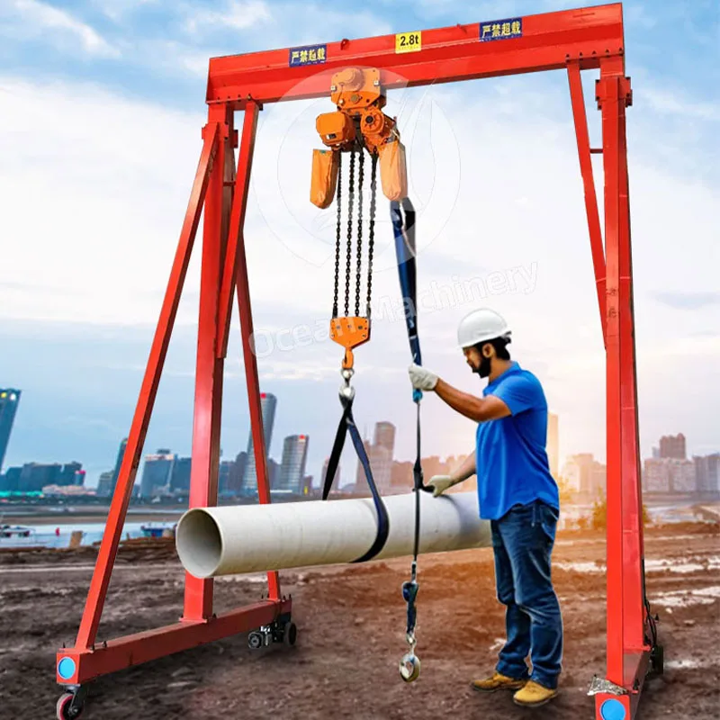 OCEAN 10 Ton Movable Hydraulic Aluminium Gantry Crane System Mini Homemade Double Girder Gantry Crane