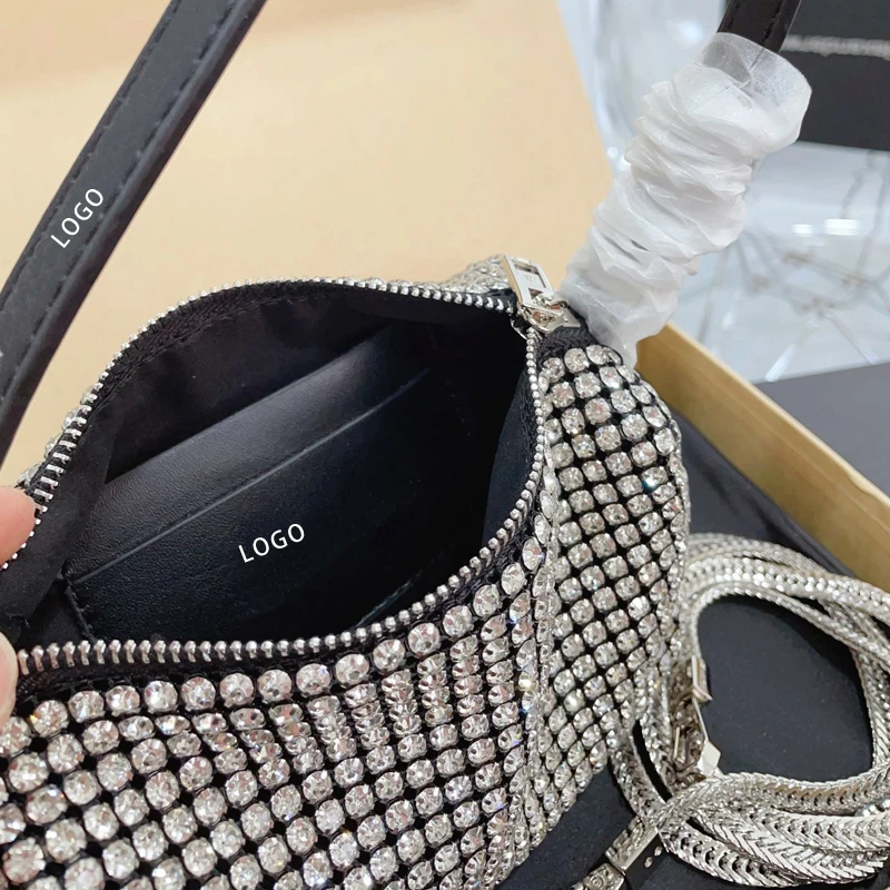 Diamond Diamond Bag Shiny hand crossbody bag physical super flash bing delivery chain