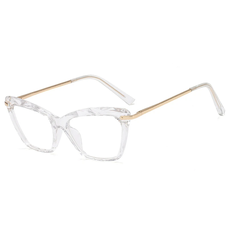 RENNES New vintage fashion design spectacle transparent irregular cut crystal cat eye multicolor metal flat