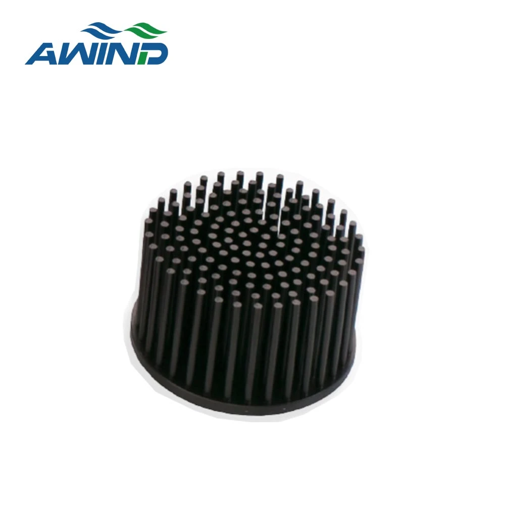 Low power whole sale black anodized aluminium profies round pin fin heatsink for 10w 50w cob led aluminum cold forged heat sink