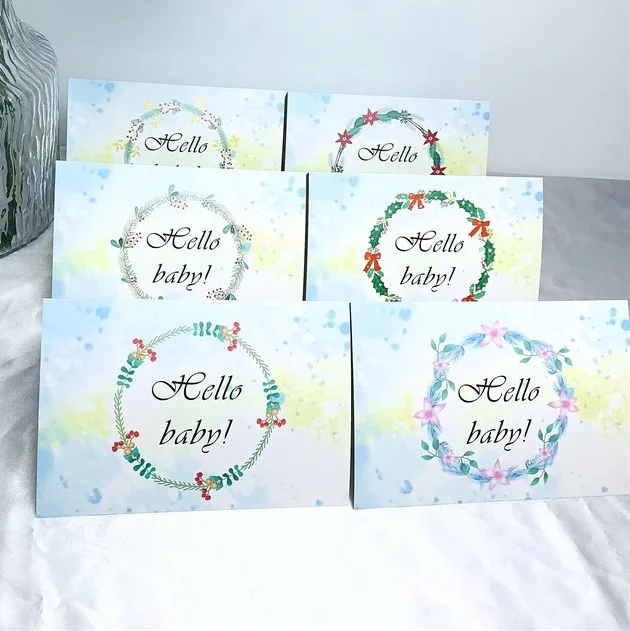 Set Of 6 Pieces Baby Shower Wishing Card 10 Styles Congratulation Newborn Baptism Greeting Cards