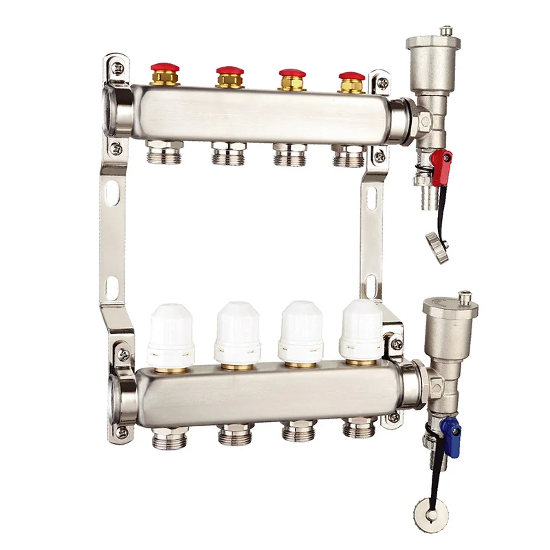 New 2 3 4 5 Port water hydronic underfloor heating stainless steel brass manifold