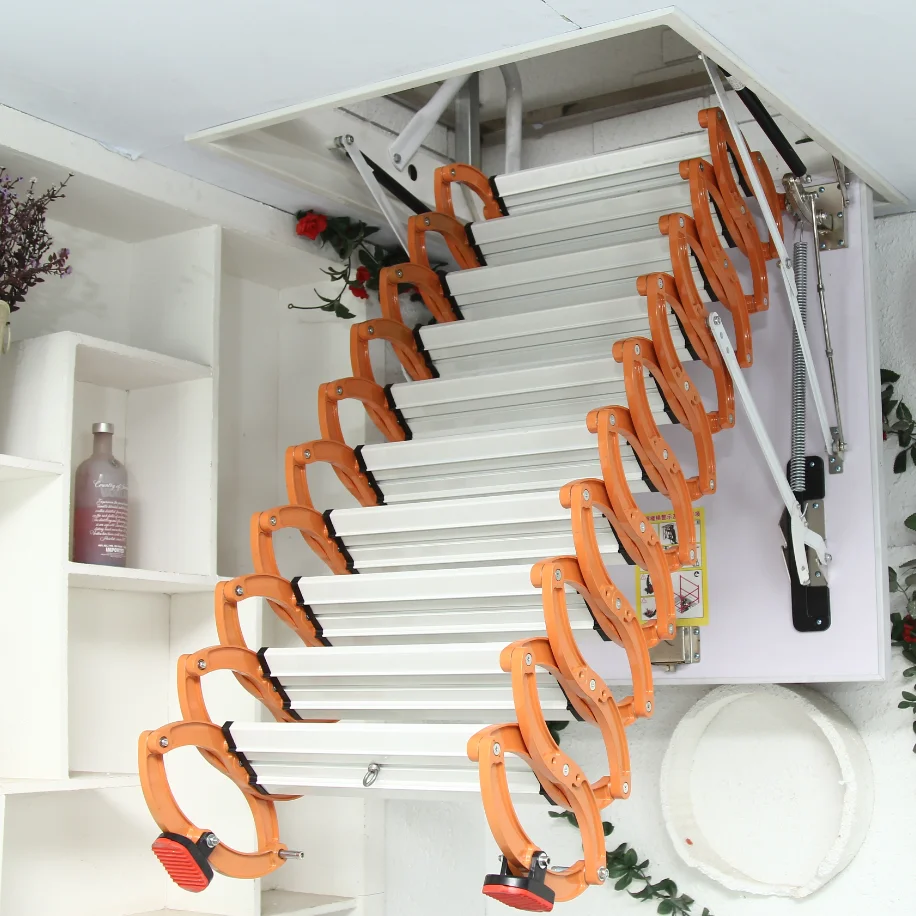 Electric Auto Up/Down Retractable Ladder Titanium Alloy Attic Telescopic Stairs