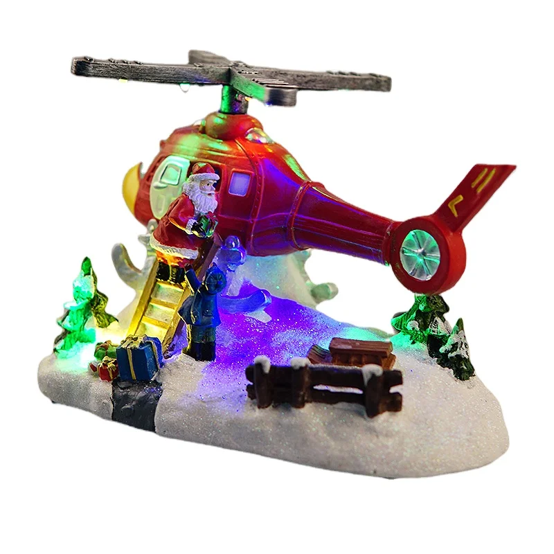Wholesale Creative Personality Helicopter Christmas Lovely Art Home Decoration Craft Resin Epoxy