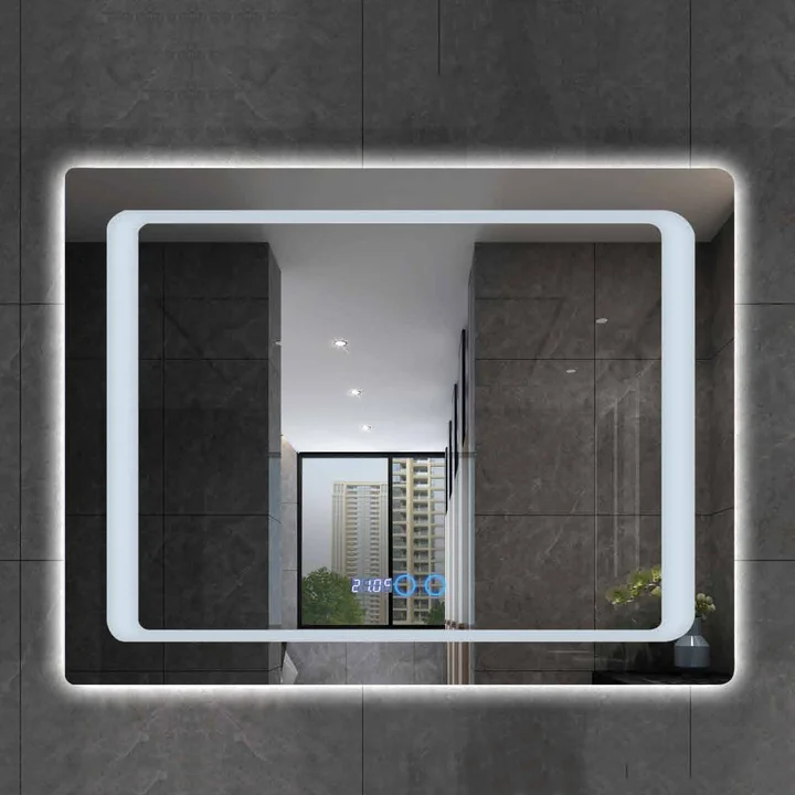 Оптовая продажа на заказ Прямоугольник с подсветкой Интеллектуальный сенсорный экран светодиодное умное зеркало для ванной комнаты