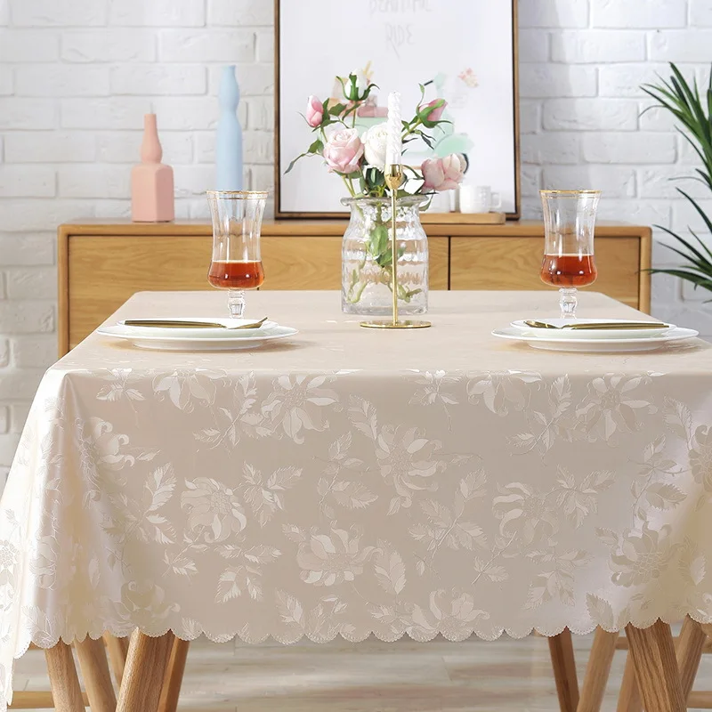 Waterproof Tablecloth For Table Oilcloth Pvc Gold Rose Round Rectangular Anti-Stain Film Decoration Dining Pad Kitchen Supplies
