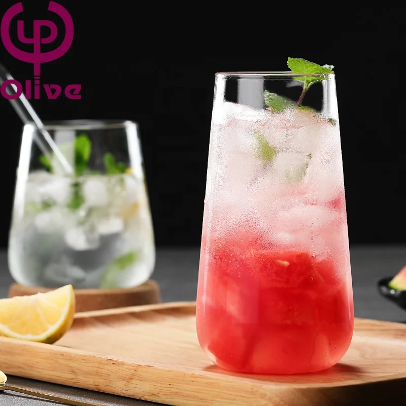 Large Capacity Home Bar Party Transparent High Borosilicate Glass Pot Belly Water Drop Drinking Milk Coffee Juice Water Glass